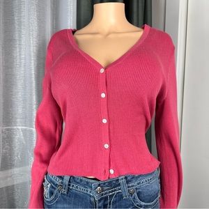 J-Jill  coral cárdigan, V-neck size L, front button closure